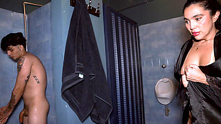 Big Ass Stepmom Plays a Joke on Her Stepson and They End up Fucking in the Bathroom