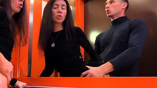 Risky Anal Sex In Elevator After Night Party - Almost Got