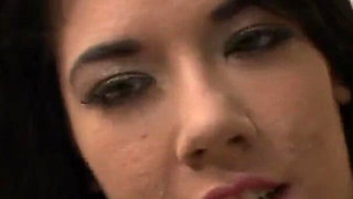 Two dark haired lesbian girls lick each other's pussy fast