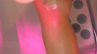 Hot Chubby BBW Riding and Sucking Dildos in the Shower