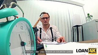 Hot Blonde Fucks Office Manager During Loan Interview