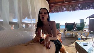 Public Beach Blowjob and Cum in Mouth - Twice!