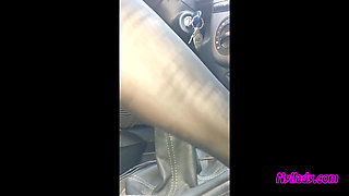 Nyllady Driving and Revving Her Bravo in High-heeled Boots and Black Ballet Flats