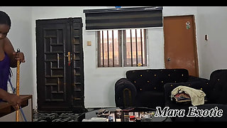 Fat Ass Ebony MILF Cleaning Naked