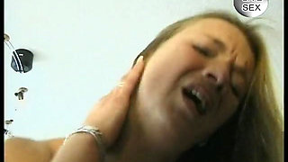 Blonde milf swallowing gyno's cum