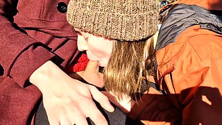 Amateur with Glasses Outdoor Blowjob Facial