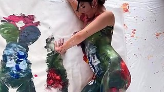 Outdoor anal solo and masturbating blonde