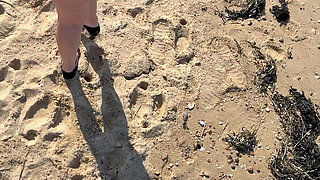 Stripping Out of My Little Black Mini Dress on the Beach and Then Playing with My Body in the Open