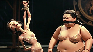 Skinny Slave in Bondage Whipped by Fat SSBBW Mistress